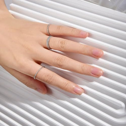 1.2mm Thin Knuckle Rings for Women 925 Sterling Silver Midi Stacking Pinky Thumb Ring Band Size 2.5-8.5 - color: Style 3, size: 4PCS: SIZE 2.5, 3.5, 4.25, 5
