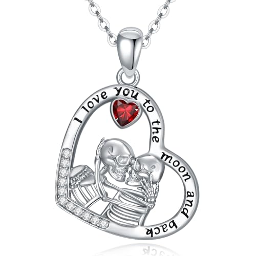 Sterling Silver Halloween Necklace Gothic Jewelry Gifts for Women Men - style: Skeleton