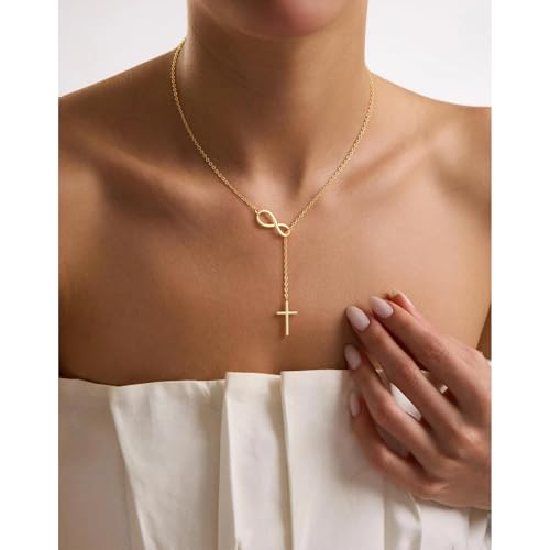 VIROMY Gold Long Y Necklaces for Women Trendy - Dainty Lariat Chain Drop Pendant Necklace for Women Gold Statement Jewelry - color: Y Necklace 07