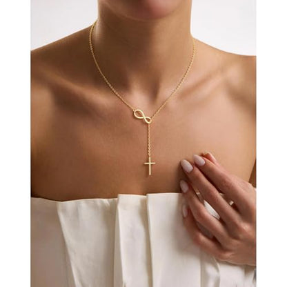 VIROMY Gold Long Y Necklaces for Women Trendy - Dainty Lariat Chain Drop Pendant Necklace for Women Gold Statement Jewelry - color: Y Necklace 07