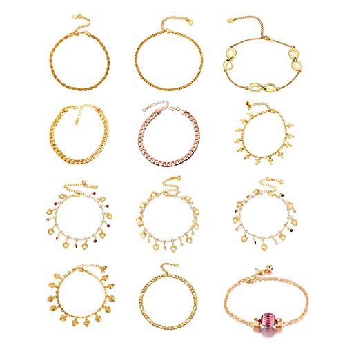 U7 Ankle Bracelets for Women Stainless Steel Waterproof Tarnish Resistant | 18K Gold Plated/Silver/Rose Gold Anklets, Cuban Chain Anklet Bracelets, Perfect for Summer Beach and Vacation Outfits - color: Gold Plated-3mm-Wheat Chain