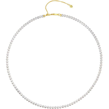 White Genuine Freshwater Cultured Pearl Necklace For Women And Men | Full Sizes from 3mm to 14mm Freshwater Pearls, AAA Grade & Above, A Love Gift Choice For Anniversaries And Birthdays - size: 3-4mm 14+2in