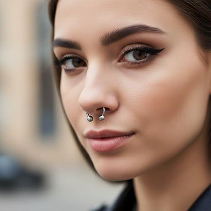 SynHHergyx 16 Gauge Small Septum Ring Septum Piercing Jewelry16G Nose Rings 6-12mm Lip Earring Eyebrow Hoop Rings Silver