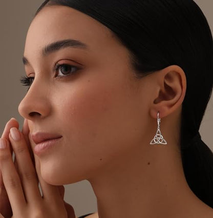 LeCalla 925 Sterling Silver Leverback Drop Earrings | Lightweight Italian Teardrop Dangle Earring for Women - color: Celtic Knot Drop
