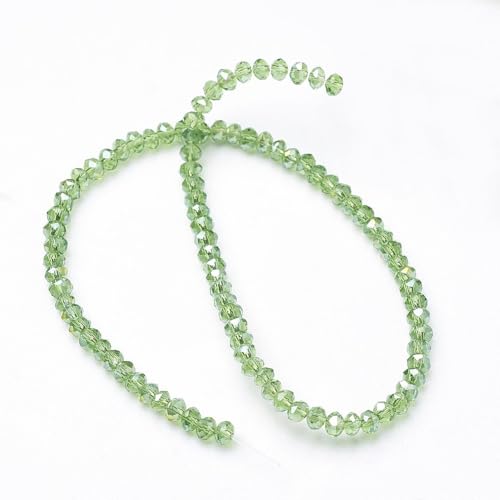1110pcs Faceted Rondelle Glass Seed Beads 3x2mm Mini Crystal Loose Spacer Beads for DIY Friendship Bracelet Necklace Beading Craft Jewelry Making Ornament, Lawn Green - color: Lawn Green