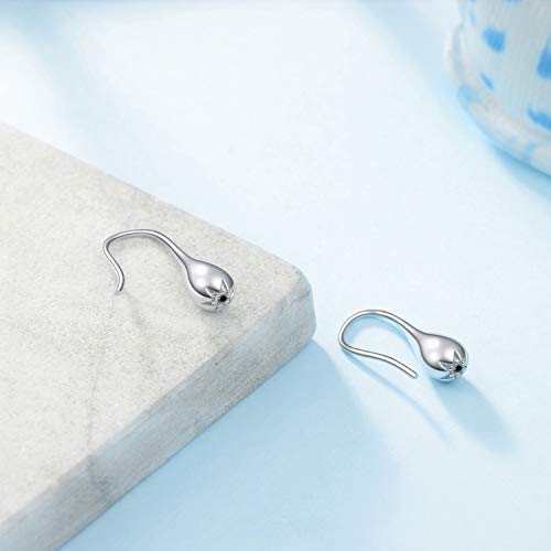 Pull Through Teardrop Dangle Earrings 925 Sterling Silver Simple Water Drop Earrings Birthday Mother's Day Christmas Gifts for Women - style: pull through teardrop earrings