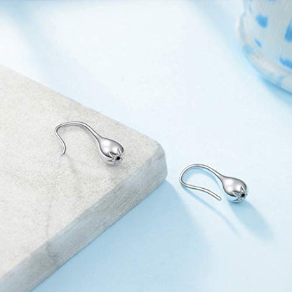 Pull Through Teardrop Dangle Earrings 925 Sterling Silver Simple Water Drop Earrings Birthday Mother's Day Christmas Gifts for Women - style: pull through teardrop earrings