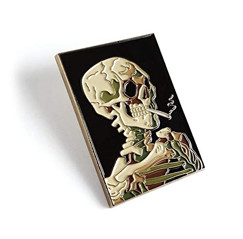 Pinsanity Van Gogh 'Skull With Burning Cigarette' Painting Enamel Lapel Pin