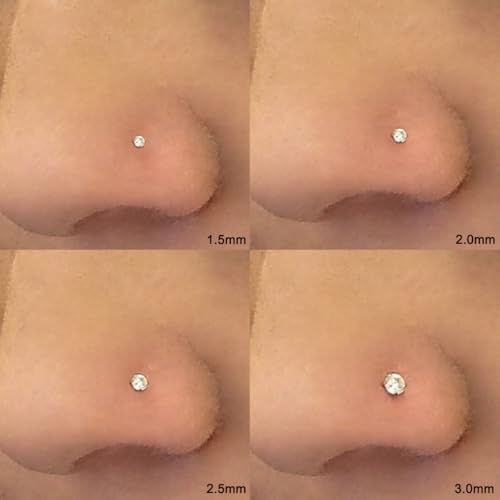 8PCS 18G 20G 22G Nose Studs, Hypoallergenic L Shaped Nose Rings Set | Gold/silver styles, 316L Surgical Stainless Steel, CZ sizes 1.5-3mm, secure fit for sensitive skin and daily wear - color: 22G L-Shaped Gold/Silver
