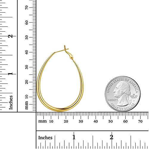 Hoop Earrings for Women, 14K Gold Sterling Silver Chunky Twisted Hoops Earring Hypoallergenic Ear Jewelry - color: Gold-45mm