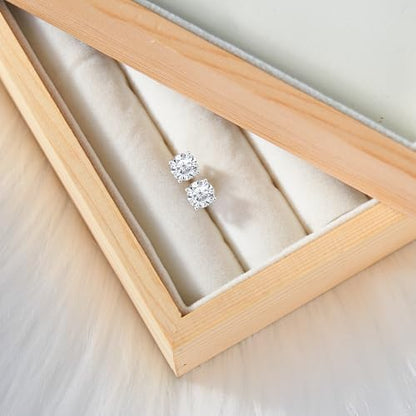 Moissanite Earrings Studs 1ct-3ct for Women/Men, 925 Sterling Silver with 18K White Gold Plated Hypoallergenic Flat Screw Back Birthday Gifts for Women Girlfriend Wife Engagement Jewelry - color: Round#3Ct-(1.5ct*2)
