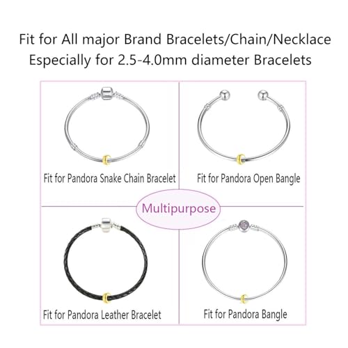 Clip Stopper Charms Sterling Silver Rondelle Spacer Bead Charm Stopper Charm for Pandora Charm Bracelets - color: Gold-Plated (2 pcs)