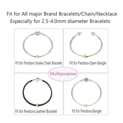 Clip Stopper Charms Sterling Silver Rondelle Spacer Bead Charm Stopper Charm for Pandora Charm Bracelets - color: Gold-Plated (6 pcs)