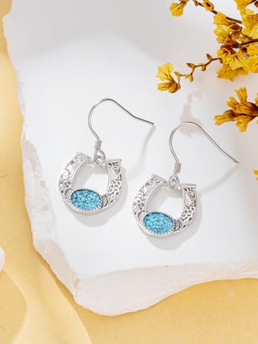 Dorunmo s925 Sterling Silver Western Dangle Drop Earrings Birthday Jewelry Gifts for Women - style: Horseshoe