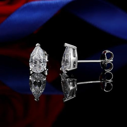 925 Sterling Silver 2-4 Carat Lab Simulation-Diamond Stud Earrings 5A Cubic Zirconia Stud Earrings Hypoallergenic White Gold Plated, Perfect Jewelry Gifts - style: Pear Cut 5x8MM