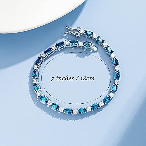 FANCIME Glamour Radiance Sterling Silver Birthstone Tennis Bracelets 7" | Charm Fine Jewelry Birthday Gifts for Women - color: Topaz