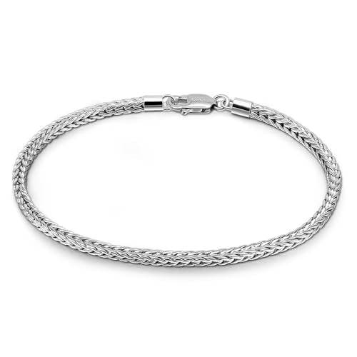 Dainty 925 Sterling Silver Chopin Chain Bracelet Women Bohemian Stackable Figaro/Box/Snake Bracelet 2MM 5 "5.9" 6.3 "6.7" 7 "7.5" 8" Jewelry Gift - color: Silver, size: 6.3 inches