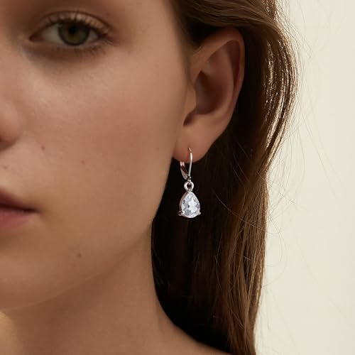 Dangle Earrings for Women Multicolor Crystal Drop Earrings Set Leverback Teardrop Earrings 925 Silver and 14K Gold Plated Hypoallergenic Fashion Cubic Zirconia Dangle Earrings Trendy Jewelry Gifts for Women - style: Teardrop Set-S 4