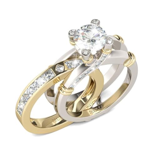 Jeulia Diamond Band Rings for Women cz Sterling Silver Interchangeable Ring Sets Wedding Engagement Anniversary Promise Ring Bridal Sets - color: 14 gold