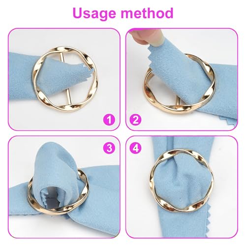 6PCS Scarf Ring Clips for Women – Fashionable Metal Round Circle Shirt Clip Buckles, T-Shirt Ties Clips, Clothing Ring Wrap Holders for Scarves, Shirts, Belts, and Hats – Durable Zinc Alloy, Elegant Gold Finish