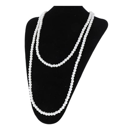 59" Long Pearl Necklace, Fashion Faux Pearls Pendants 1920s Beads Cluster Long Pearl Necklace for Costume Party Jewelry Vintage Elegant Pearls for Women Wedding Halloween
