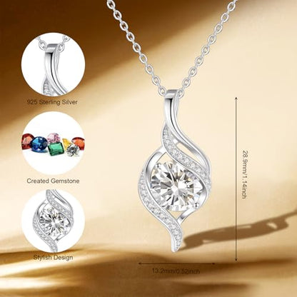 FANCIME Birthstone Necklace for Women Jewelry Gift for Her | Infinity Love Pendant Sterling Silver, Birthday Gift for Women, Adjustable 16+2" - color: 04-Cubic Zirconia