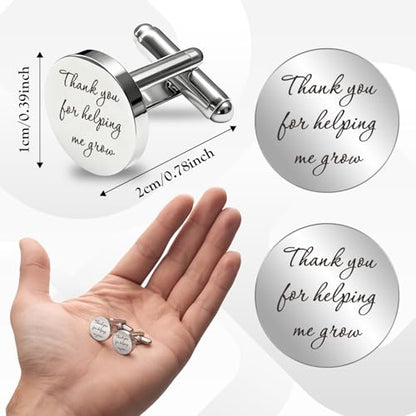 Teacher Appreciation Gifts Fathers Day Cuff Links Stainless Steel Cufflinks Teachers Day Gifts Thank You for Helping Me Grow Birthday Gift End of Year Gift Back to School Christmas Retirement Gift