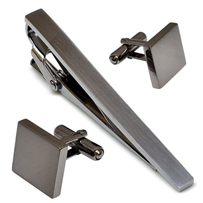 [TAVARAT] Tie Clip Tie Clips for Men Black Silver Tie Bar Tie Pin Tps-043 - style: Cufflinks set (black silver)