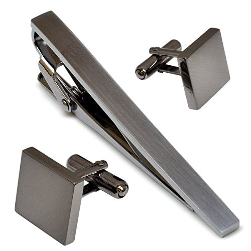 [TAVARAT] Tie Clip Tie Clips for Men Black Silver Tie Bar Tie Pin Tps-043 - style: Cufflinks set (black silver)