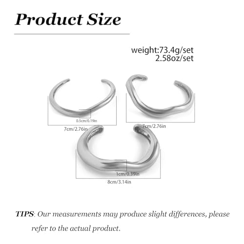 Frodete Chunky Gold Bangles for Women Non Tarnish Chunky Wide Cuff Bracelets Silver Cuff Bangle Bracelet Trendy Statement Minimalist Jewelry Gifts - color: A36:silver bangles
