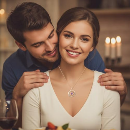 Compass Necklace for Women Wife Girlfriend Mom Daughter Gifts | S925 Silver Jewelry For Anniversary 18K Rose Gold Gifts For Birthday Christmas Mothers Valentines Day 12 Birthstones - style: 02-February-Rose Gold