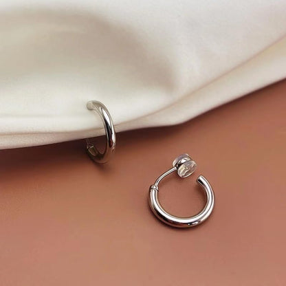 Gold Hoop Earrings for Women Clip On Earrings Dainty Gold Huggie Hoop Earrings for Women Small Trendy Jewelry Gift Non Tarnish - color: silver