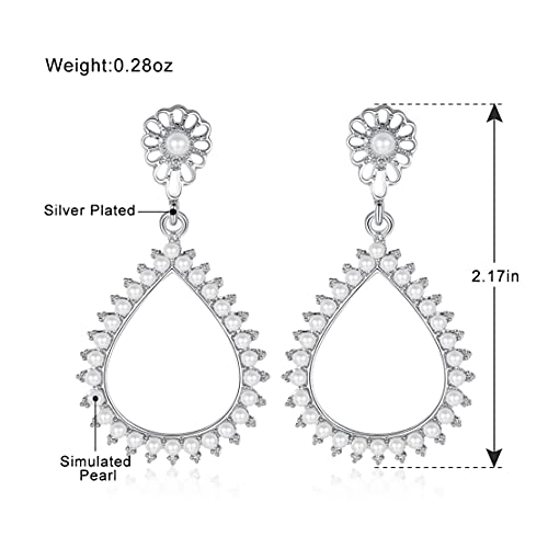 Flower Teardrop Bridal Wedding Dangle CZ Earrings in Silver/Gold Tone for Women Girl Bride Gift … - color: Fashion style 5