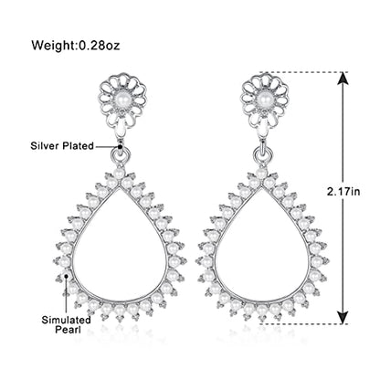 Flower Teardrop Bridal Wedding Dangle CZ Earrings in Silver/Gold Tone for Women Girl Bride Gift … - color: Fashion style 5