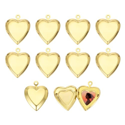 MECCANIXITY Custom Photo Locket Charm, Copper Retro Picture Locket Pendants for DIY Memorial KeyChains Necklace Bracelet Jewelry Making - color: Gold, style: Small Simple Heart