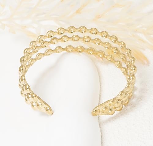 Multi-Layer Cuff Bracelet for Women Cross Wire Bracelets Open Wide Cuff Gold Bangle Bracelet - color: Gold 55