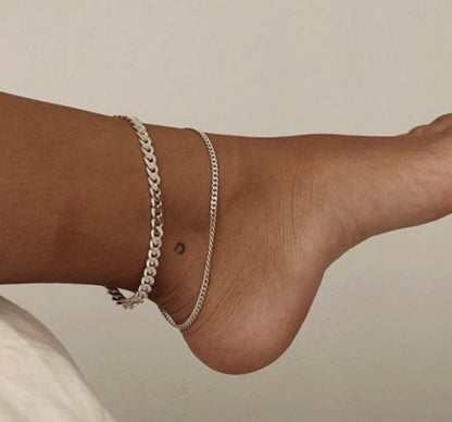 Waterproof Ankle Bracelets for Women Gold Anklets Non Tarnish Pearl/Figaro/Cuban/Snake Chain Anklet Adjustable Anklets for Womens Summer Beach Anklet Foot Jewelry for Women Gift - color: Figaro Chain-Silver