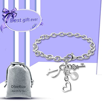Initial A-Z Bracelets Gift for Women Girls Stainless Steel Chain Bracelet 26 Alphabet Jewelry Gifts for Birthday Anniversary Letter Bracelet Monogram Gifts for Sister Friend Girlfriends Mom 8.26 Inch - color: T