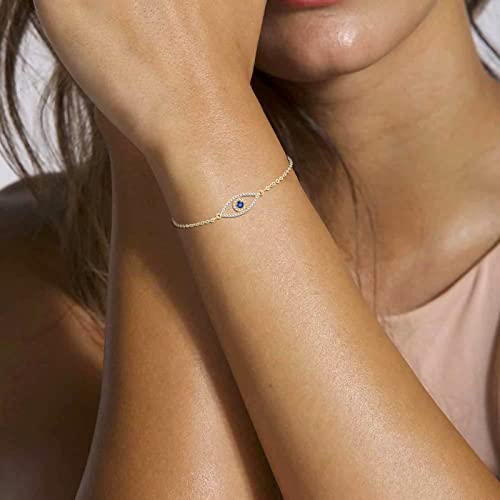 Fesciory Evil Eye Bracelet for Women, Gold Plated Adjustable Chain Jewelry | Blue Evil Eye Charm Bracelet, Lucky Amulet Symbolism, Dainty Adjustable Chain, Daily wear, Jewelry gifts - color: Gold-2