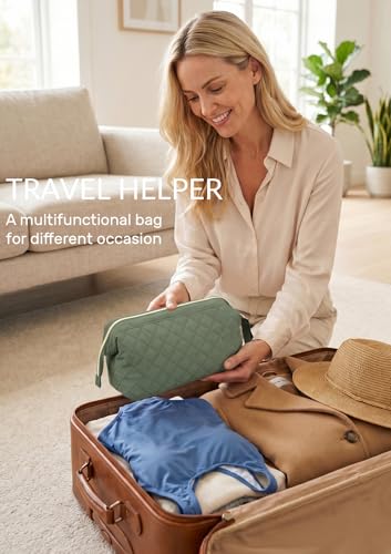 TeeYee Nylon Hair Tools Travel Bag for Dyson Airwrap Quilted Toiletry Bag | Travel Storage Bag for Shark Flexstyle/Curling Iron,Water-repellent,Wide-open,Well-structured,Heat-safe lining,001green - color: Green