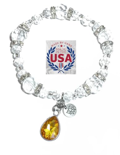 Hidden Hollow Beads Women's Crystal Stretch Charm Bracelet Handmade USA Inspirational Friendship Gift Jewelry for Her - style: Birthstone November