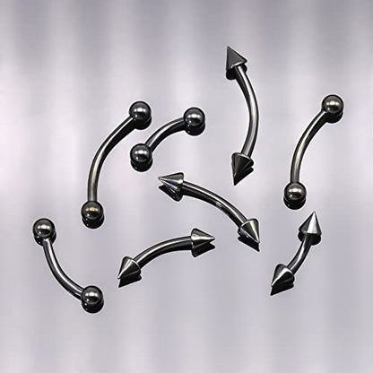 BLISI G23 Solid Titanium Eyebrow Piercing Jewelry, Gold Black Rose Gold Silver Pink Rainbow Eyebrow Rings 16G Curved Barbell,Tiny Vertical Labret Lip Jewelry Rook Piercing Jewelry for Women and Men - color: Black 1