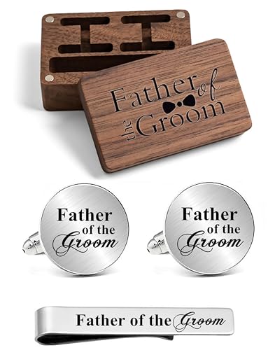 Kooer Personalized Men's Wedding Cufflinks, Custom Father Of The Bride Cuff Links Jewelry Gift For Men Him Groom Groomsman - style: Father of groom