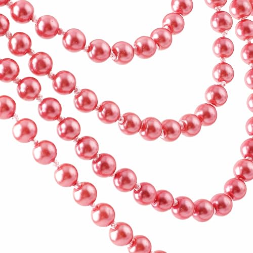 BABEYOND Long Pearl Necklace Faux Pearls Necklace Set Beaded Long Pearls Necklace 1920s Gatsby Costume Jewelry - color: Wine red