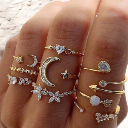 46Pcs Gold Jewelry Set for Women with 5 Necklace, 12 Bracelet, 5 Hoop Earrings, 15 Stud Earrings and 9 Rings Jewelry Set For Gifts for Women. - style: Gold Jewelry Set -K