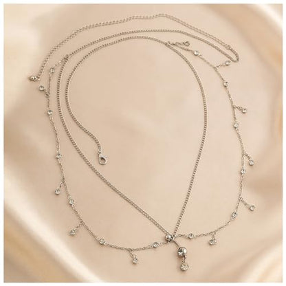 Summer Beach Multi-layer Crystal Belly Buttom Ring with Waist Chain Bikini Rhinestone Navel Piercing Dangle Belly Button Rings Waist Chain Sexy Belly Body Chain Jewelry for Women - style: Silver
