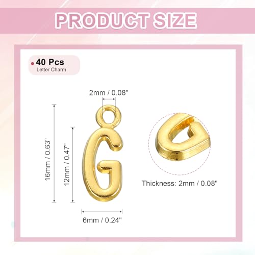uxcell Letter Charm, Alloy Letter Initial Alphabet Charm for DIY Craft Jewelry Making Bracelets Earrings Necklace - color: Gold - G