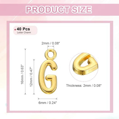 uxcell Letter Charm, Alloy Letter Initial Alphabet Charm for DIY Craft Jewelry Making Bracelets Earrings Necklace - color: Gold - G