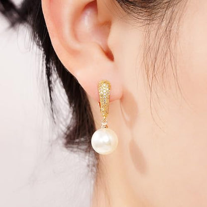 Fashion Fresh Drop Earrings with Imitation Pearl Female Stylish Jewelry - color: Gold Color