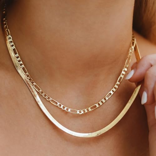 HIKARITO 8mm Gold Figaro Link Chain Necklace for Men ＆ Women，14K Gold Chain Necklace for Women & Men Chains for Mens Figaro Chains Necklaces,Dainty Jewelry Gifts Size 18/20/22/24 in - size: 20 inch